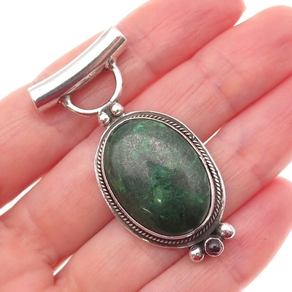 925 Sterling Silver Vintage Real Cabochon Eilat Modernist Slide Pendant